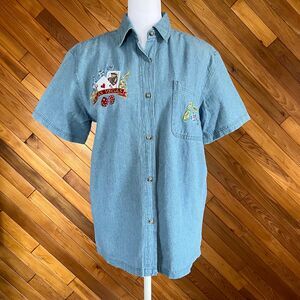 Vintage 90s Las Vegas Embroidered Denim Top